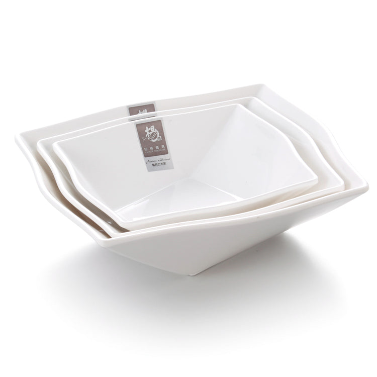 8 Inch White Irregular Melamine Serving Bowls 05008GC