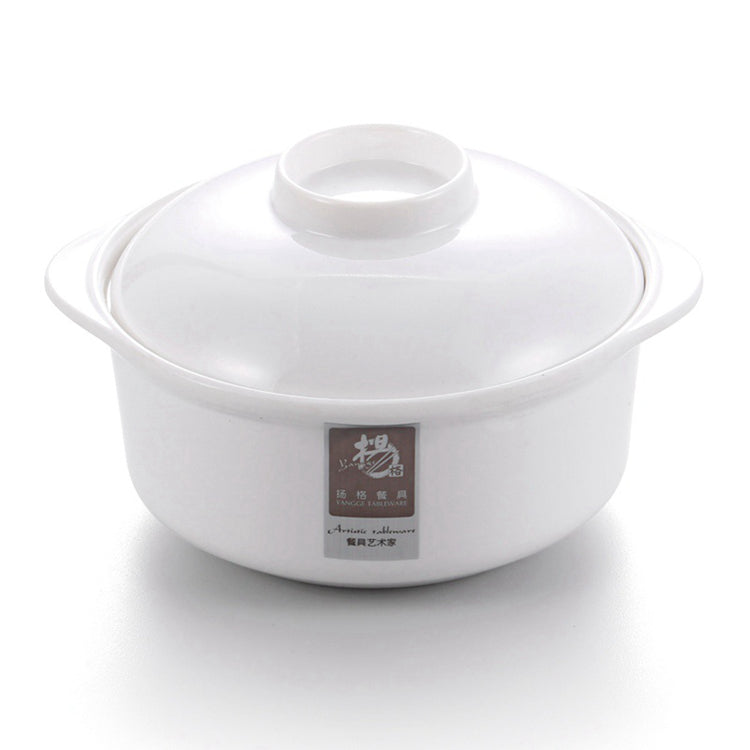 4.75 Inch White Double Ear Melamine Bowl With Lid 121GZGC