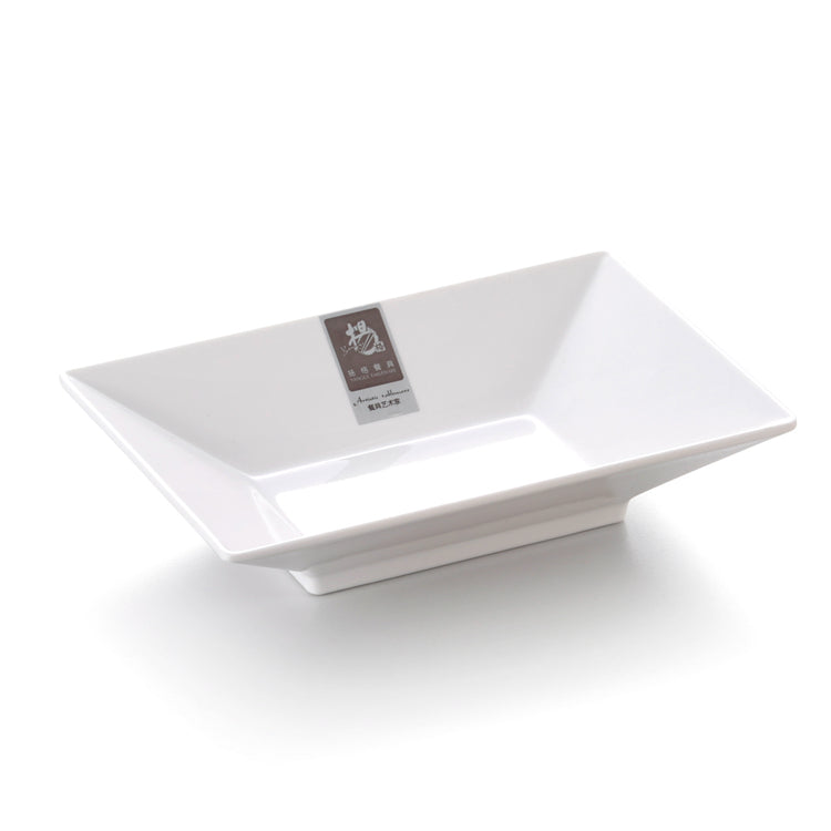 7.5 Inch White Rectangular Melamine Deep Food Plate 2038GC