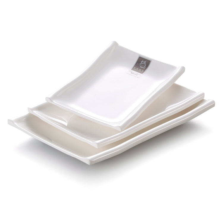 9 Inch White Rectangular Melamine Party Plate 2111GC
