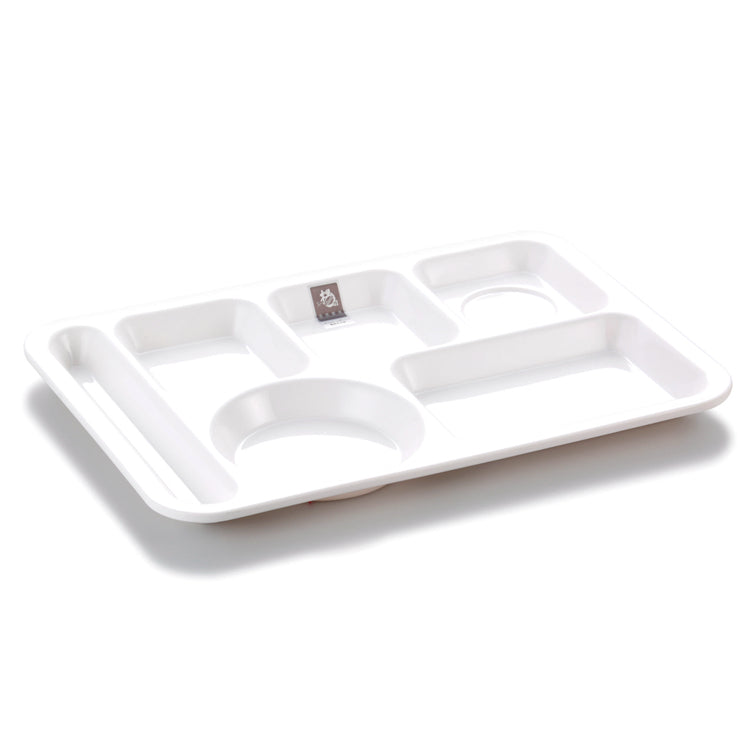 14 Inch White Melamine 6 Grid Fast Food Plate 2162GC