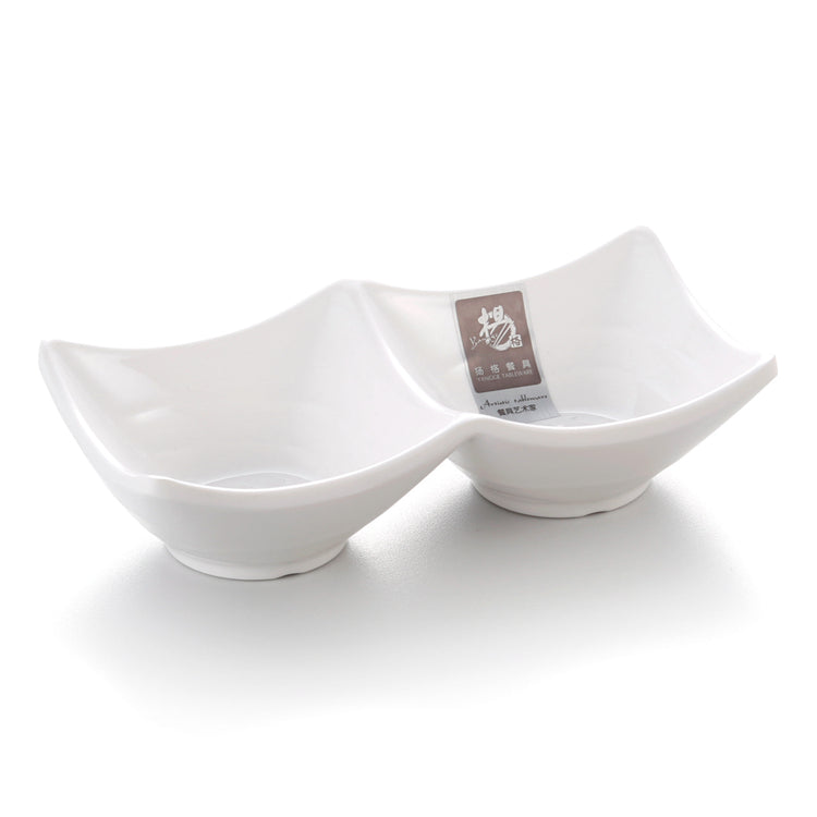 Japanese Style White Double Melamine Sauce Dish 342GC