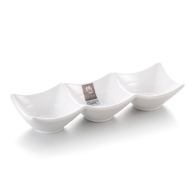 White Divided Melamine Dipping Sauce Dish 343GC