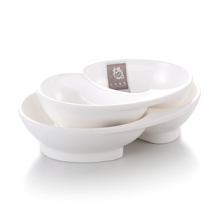 White Oval Melamine Divided Bowls 349GC