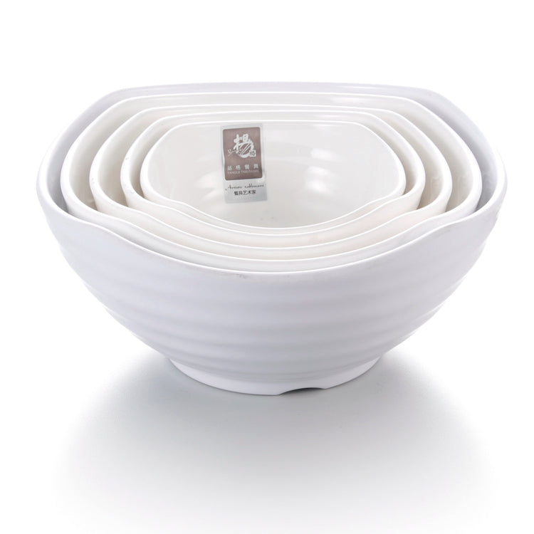 8.5 Inch White Irregular Big Melamine Serving Bowls 44010GC