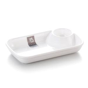 6 Inch White Rectangular Melamine Compartment Plate 4836GC