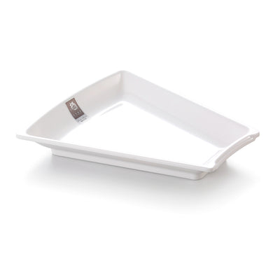 9.8 Inch White Melamine Trapezoidal Food Plate 59802GC