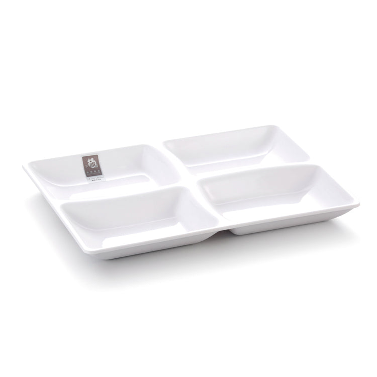 12 Inch White Melamine 4 Compartment Food Plate 6012GC