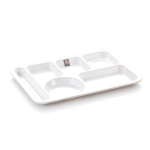 14 Inch White Melamine 6 Compartment Fast Food Plate 6014GC