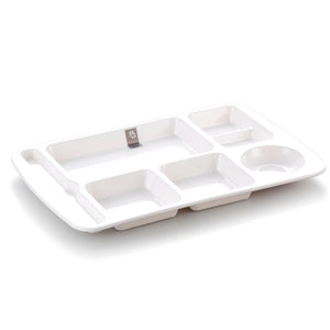 White Rectangular Melamine 7 Compartment Food Plate 6116BGC