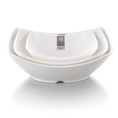 7 Inch White Boat Shaped Melamine Desert Bowls 6521GC