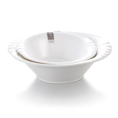 9 Inch Wide Rim Irregular White Melamine Soup Bowl 6749GC