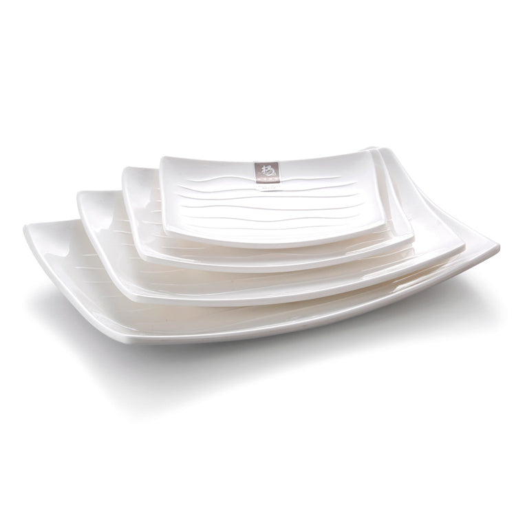 10 Inch White Melamine Rectangular Corner Restaurant Plates 708GC
