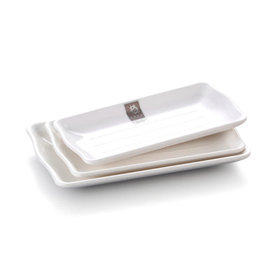 8.25 Inch White Melamine Rectangular Non Slip Restaurant Plates  7546GC