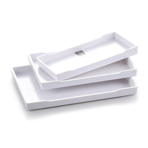 Korean Wooden White Melamine Rectangular Plates 8004GC