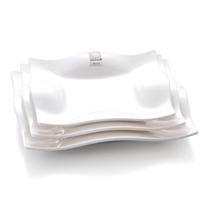 8 Inch White Melamine Square Wave Side Dinner Plates 8008GC