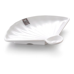 10 Inch White Melamine Fan-Shaped Food Plate 8050GC