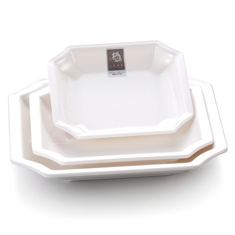 6 Inch White Melamine Octagonal Food Plates 8053GC