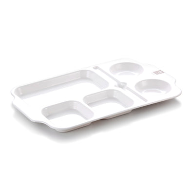 16 Inch White Melamine 6 Compartment Fast Food Plate 89116GC