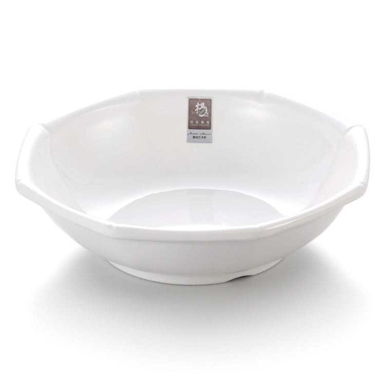 10 Inch Bamboo Edge Large White Melamine Bowl 8910ZJWGC