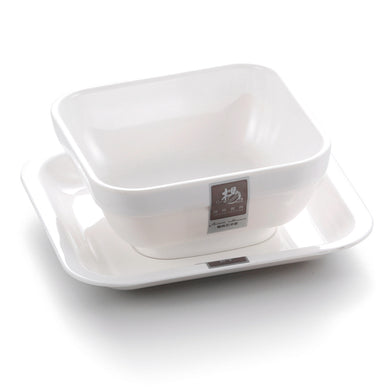 4.8 Inch White Square Melamine Desert Bowl With Plate 8937GC