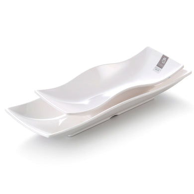 10 Inch White Long Melamine Chinese Fish Bowl 90040GC