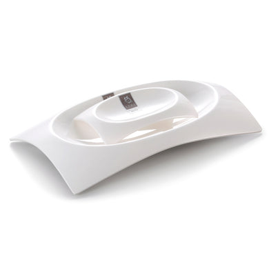 6 Inch White Melamine Modern New Shaped Hotel Towel Plate 9048GC