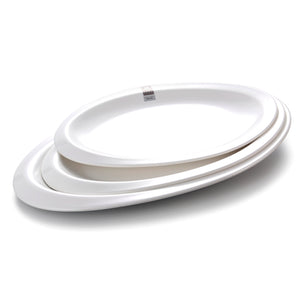 16.5 Inch White Oval Melamine Reverse Side Dinner Plates 9165GC