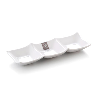3 Compartment White Melamine Soy Dish A073GC
