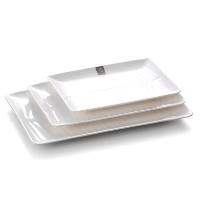 6.5 Inch White Rectangular Melamine Banana Leaf Dinner Plates A3042GC