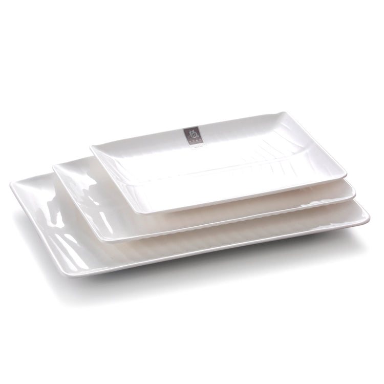 6.5 Inch White Rectangular Melamine Banana Leaf Dinner Plates A3042GC