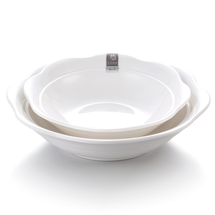 12 Inch Flower Design White Melamine Serving Bowl B20312GC