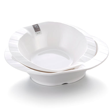 10 Inch Wide Edge White Irregular Melamine Salad Bowl B20710GC