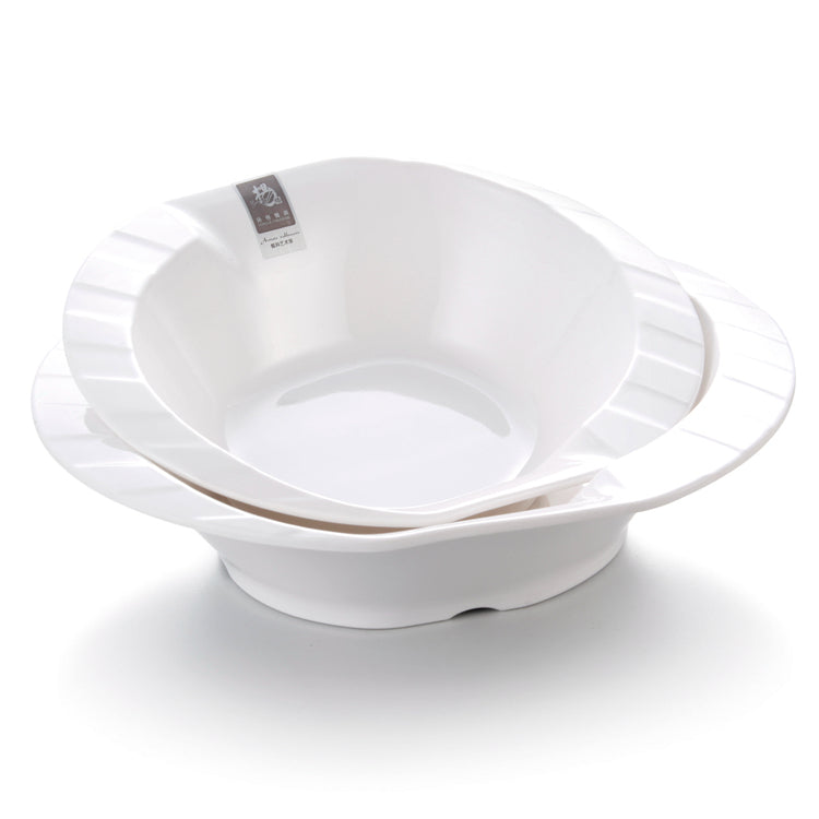 10 Inch Wide Edge White Irregular Melamine Salad Bowl B20710GC
