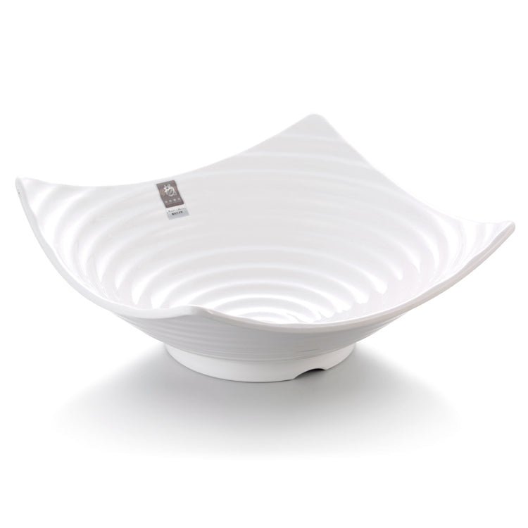13 Inch Striped Large White Melamine Salad Bowl B21313GC