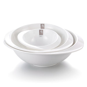 12.3 Inch Wide Rim White Irregular Melamine Bowls B9212GC