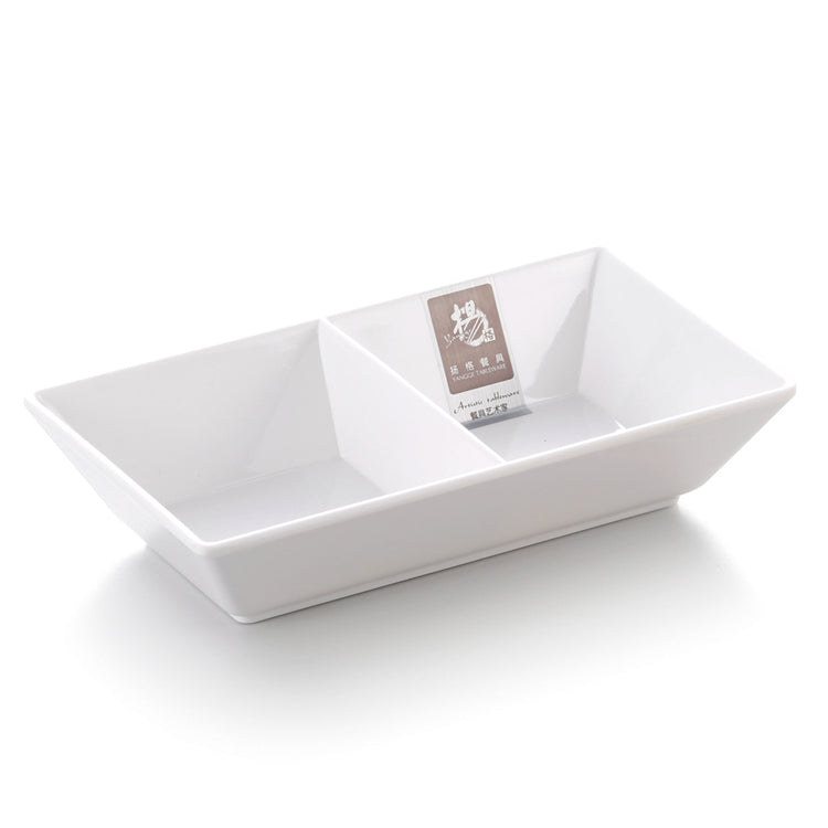 Japanese Divided White Melamine Soy Sauce Dish D2037GC