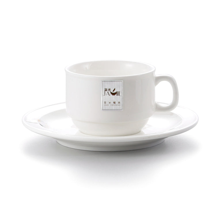 4.3 Inch White Hotel Melamine Coffee Cup With Plate J177070GC