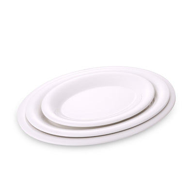 9.6 Inch White Oval Melamine Dinner Plates J219445GC