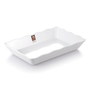 13.8 Inch White Rectangular Melamine Food Plate J408364GC