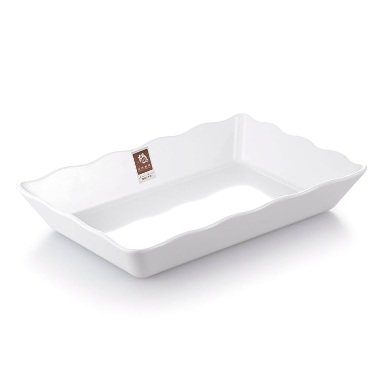 13.8 Inch White Rectangular Melamine Food Plate J408364GC