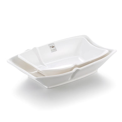 10 Inch White Boat Shaped Melamine Serving Bowl J442690GC