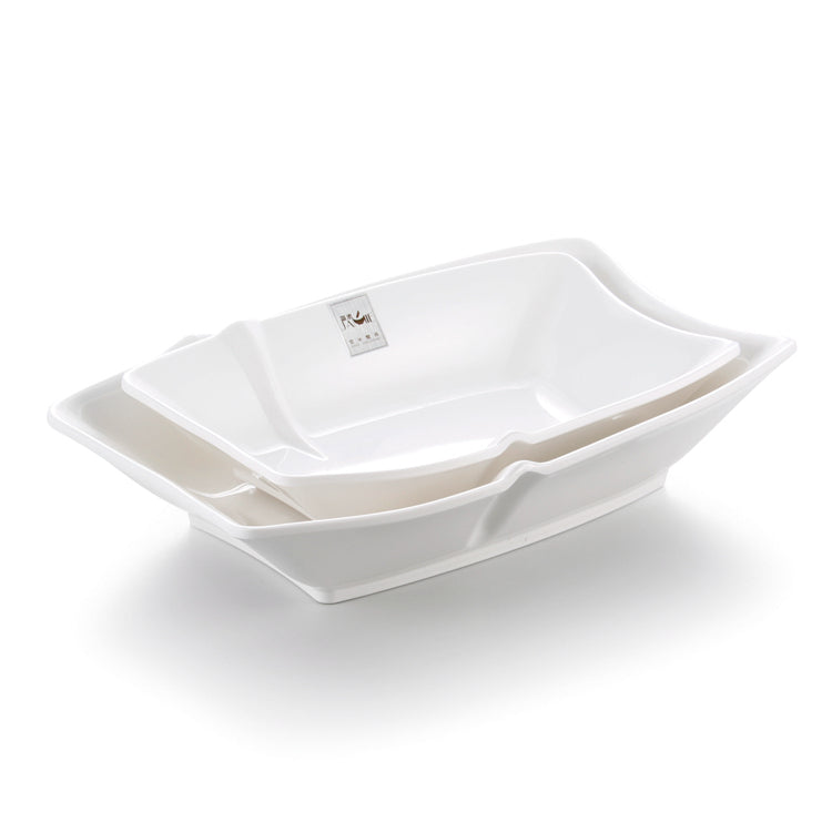 10 Inch White Boat Shaped Melamine Serving Bowl J442690GC