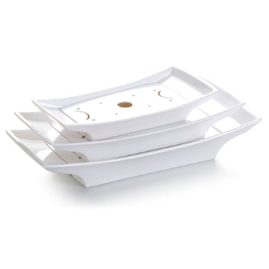 19.7 Inch White Boat Shaped Melamine Plates With Hole J449990GC