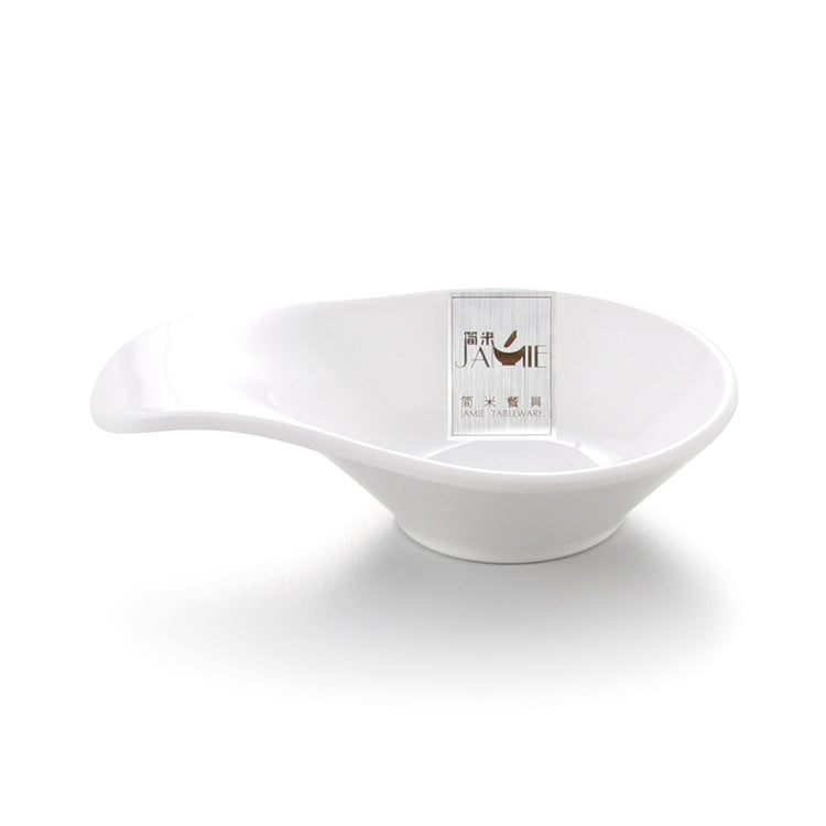 4.5 Inch White Melamine Sauce Dish With Handle J56200GC