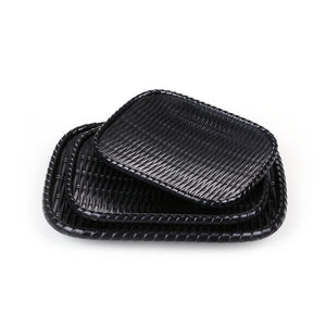 8.7 Inch Black Matte Rectangular Melamine Rattan Plate 1371308MS