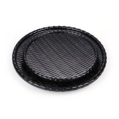 7 Inch Black Matte Round Melamine Rattan Plates 1380907MS