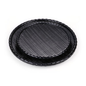 7 Inch Black Matte Round Melamine Rattan Plates 1380907MS