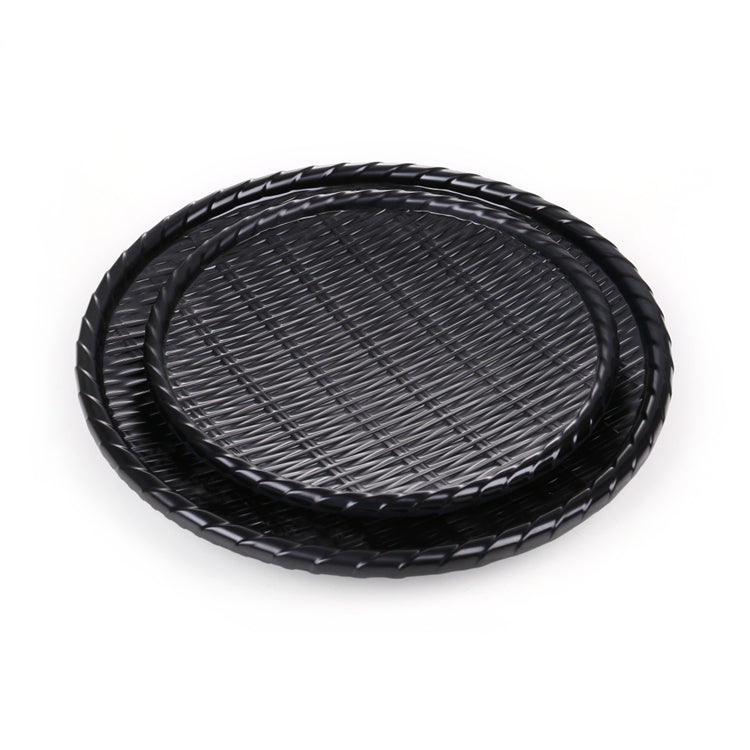 7 Inch Black Matte Round Melamine Rattan Plates 1380907MS