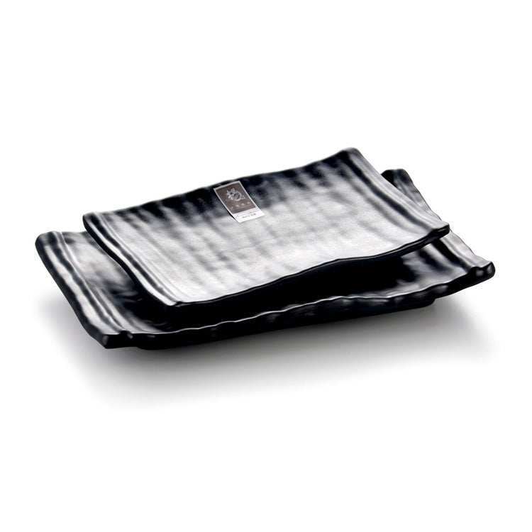 10.5 Inch Black Matte Melamine Rectangular Plates 2105MS